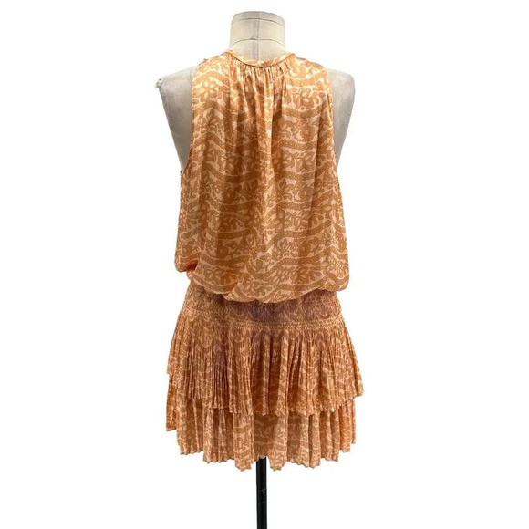 Current Air Los Angeles The Wyland Dress Smocked Mini Orange Floral Size Small - Picture 9 of 15
